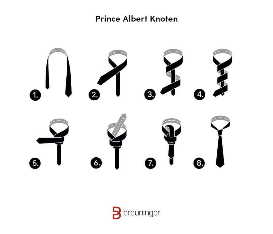 Krawatte binden Anleitung Prince Albert Krawattenknoten