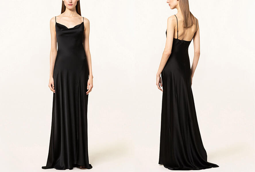 Schwarzes, bodenlanges Kleid