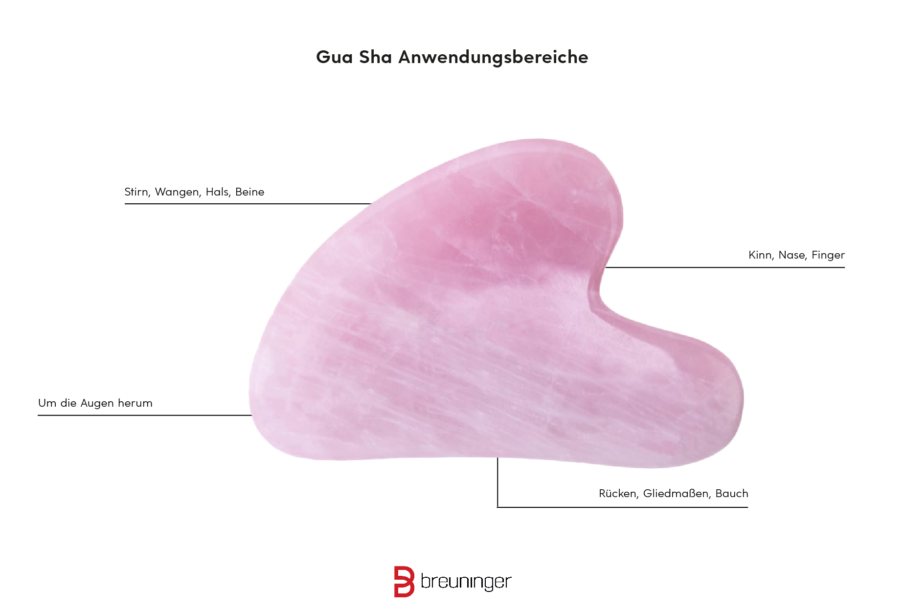 Grafik welche Gua Sha Form und Seite für welche Gesichtspartie angewendet wird