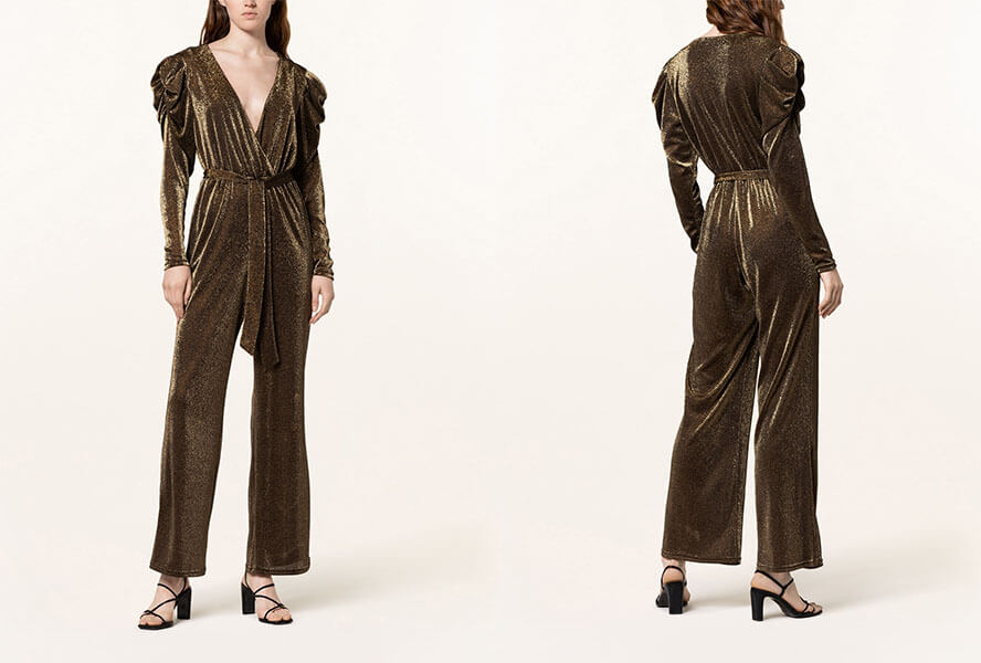 Festlicher Jumpsuits mit golden glitzernder Oberfläche