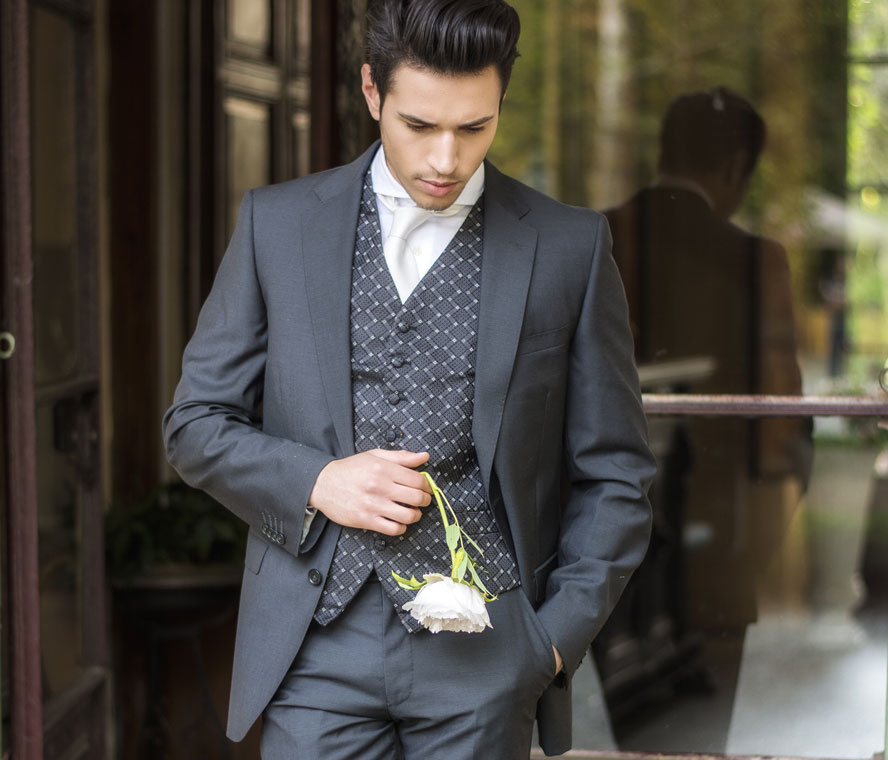 AOWOFS Herren 2 Teilig Slim Fit Anzug Elegant Zwei Knopf Smoking für Business Hochzeit
